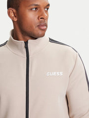 Guess Mens Full Zip Sweater Khaki