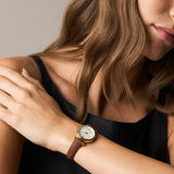 Fossil Ladies Carlie Mini Leather Watch In Brown
