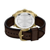 Fossil Mens Machine Chrono Brown Leather Watch In Gold