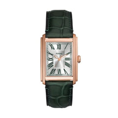 Fossil Mens Carraway Rose Gold And Green Watch