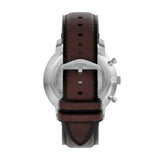 Fossil Mens Neutra Chronograph Leather Watch In Brown/Silver