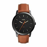 Fossil Gents Tan Leather Black Dial