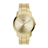 Fossil Mens Minimalist 3 Hand Gold Dial Watch In Gold