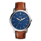 Fossil Gents Tan Leather Blue/Silver Dial