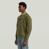 G-Star Raw Mens Olive Running Dog Back Sweatshirt