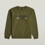 G-Star Raw Mens Olive Running Dog Back Sweatshirt