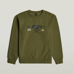G-Star Mens Olive Running Dog Back Sweatshirt