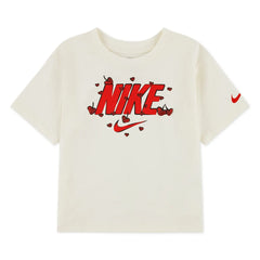 Nike Kiddies Girls Cherry Boxy Tee T-Shirts In Soft Pearl