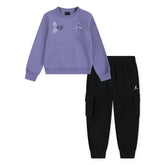 Jordan Girls Jersey And Pant set Set In Black And Purple