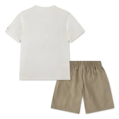 Jordan Boys Quality Product Woven Short Set In Khaki And White