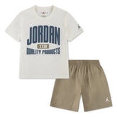 Jordan Boys Quality Product Woven Short Set In Khaki And White