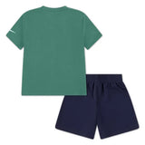 Nike Boys Collage T-Shirt And Short 2 Piece Set In Green And Blue