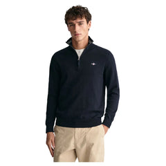 Gant Mens Classic Cotton Halfzip Top In Navy