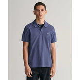 Gant Mens Regular Shield Short Sleeve Pique Polo Shirt In Blue