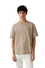 Guess Mens Patch At Chest T-Shirt In Taupe