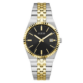 Guess Mens Vincent Two Tone Analogue Stainless Steel Watch In Silver/Gold/Black Dial