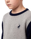 Polo Boys Trent Colour Blocked Knit In Grey