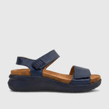 Hush Puppies Womens Saria Okra Leather Sandals In Navy/Tan