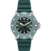 Emporio Armani Mens Green Dial Silicone Sports Watch In Green