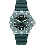 Emporio Armani Mens Green Dial Silicone Sports Watch In Green
