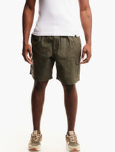 Jeep Mens Hurricane Elasticated Cargo Shorts In Olive