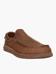 Hush Puppies Mens Sanu Brown Washed Material Shoe