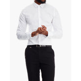 Polo Mens Textured Long Sleeve Shirt In White