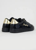 Sissy boy Ladies Basic Patent Sneakers In Black & Gold
