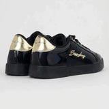 Sissy boy Ladies Basic Patent Sneakers In Black & Gold