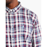 Polo Mens Long Sleeve Check Weekend Shirt In Navy & Red