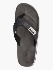 Jeep Mens Branded Thong Sandals In Black