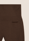 Freddy Womens Knitted Seamless 7/8 Leggings High Waist In Brown