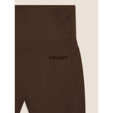 Freddy Womens Knitted Seamless 7/8 Leggings High Waist In Brown