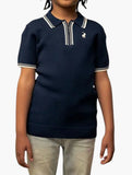 Polo Boys Scott Short Sleeve Quarter Zip Golfer In Navy
