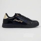 Sissy boy Ladies Basic Patent Sneakers In Black & Gold
