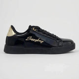 Sissy boy Ladies Basic Patent Sneakers In Black & Gold