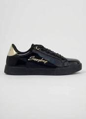 Sissy boy Ladies Basic Patent Sneakers In Black & Gold