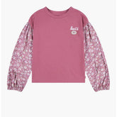 Levi's Girls Puff Sleeve Woven Top In Rose Wine