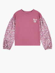Levis Girls Puff Sleeve Woven Top In Rose Wine