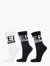 Jeep 3 Pack Crew Socks In Black/Navy/White