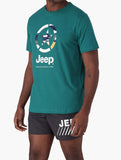 Jeep Mens Fashion Graphic Malachite T-Shirt In Bottle Green