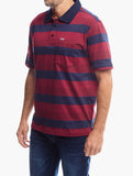 Jeep Yarndye Stripe Polo Golfer In Red Multi