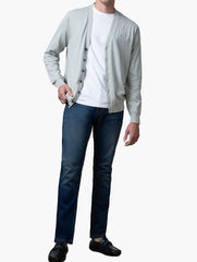 Polo Mens Plain Cardigan In Grey Melange