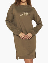 Jeep Womens Longer Length Crew Dress In Olive