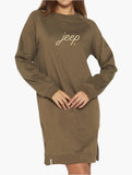 Jeep Womens Longer Length Crew Dress In Olive
