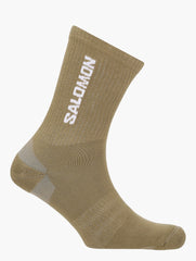 Salomon Unisex Everyday Crew Socks In Khaki