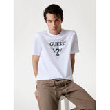 Guess Mens Triangle Logo T-Shirt In White