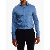 Polo Mens Essential Sateen Shirt In Denim Blue