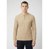 Ben Sherman Henley Long Sleeve Waffle Knit Sweatshirt In Cornstalk