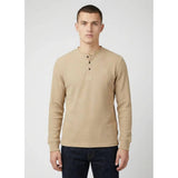 Ben Sherman Henley Long Sleeve Waffle Knit Sweatshirt In Cornstalk